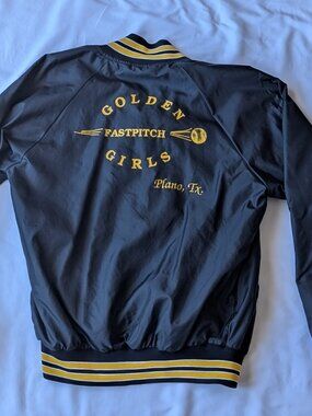 Vintage Golden Girls Fast Pitch Softball Jacket Women’s M Black Gold Thatcher